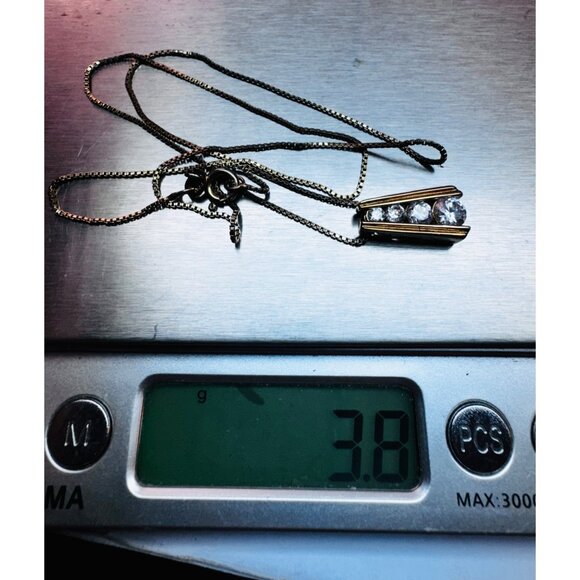 Vintage Italy 925 Sterling Silver Pendant Necklace w/ Graduated CZ Stones 18” - Picture 8 of 10